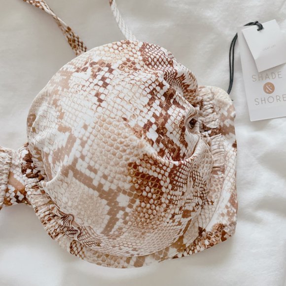 Shade & Shore NWT Light Lift Shirred Underwire Bikini Top 36D Swim Anima… - Picture 6 of 13